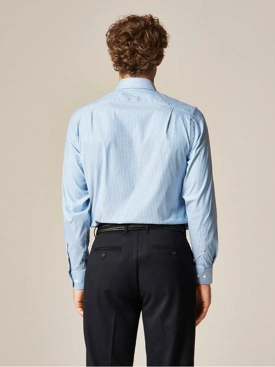 J. CREW Bowery performance stretch Jim stripe blue dress shirt Size L $98 CA351 - Picture 4 of 8